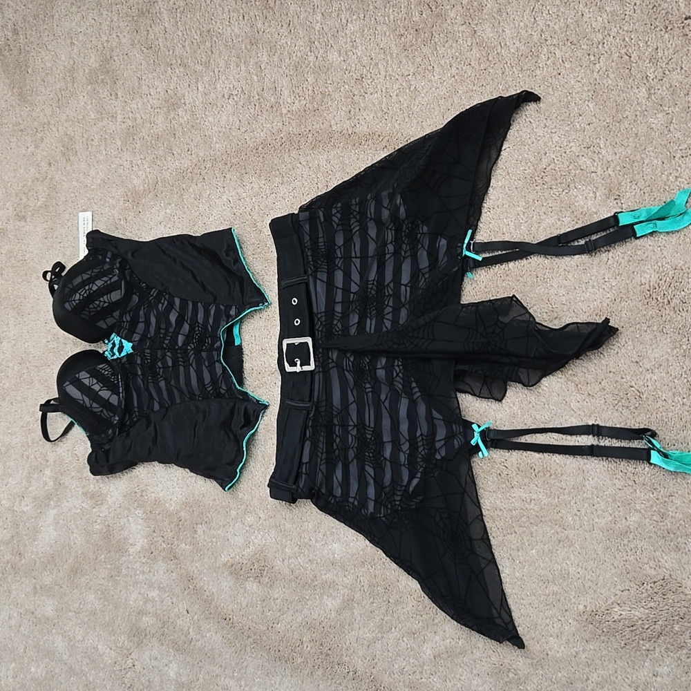 Cobweb Cutie Costume Lingerie Skirt Set